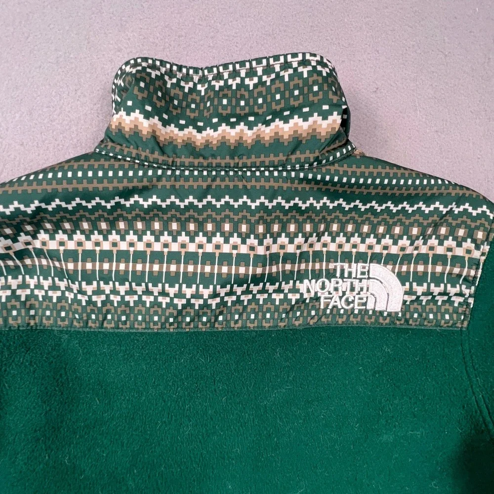 The North Face Fleece Jacket Youth M 10/12 Green Geometric Pattern Denali Style